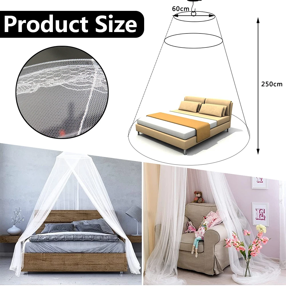 1/4Pcs Large Dome Mosquito Net Polyester Breathable Mosquito Mesh Net Hanging Bed Net Tent Fly Insect Repellent Protection Cover
