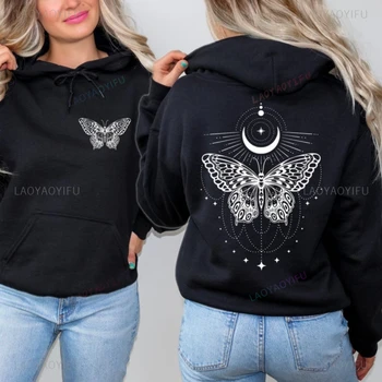 Beautiful Celestial Butterfly Ladies Hoodie Mystery Hoodie Mystery Butterfly Moon Ladies Fall/Winter Hoodie for Both Sexes Tops