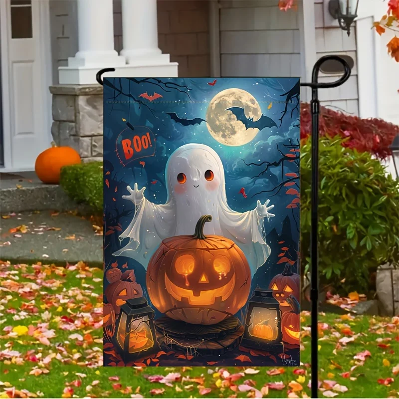 Description Picture 5 of itemSpooky Double-Sided Halloween Garden Flag - Durable Burlap, Outdoor Porch & Yard Decoration, Flagpole Not Included