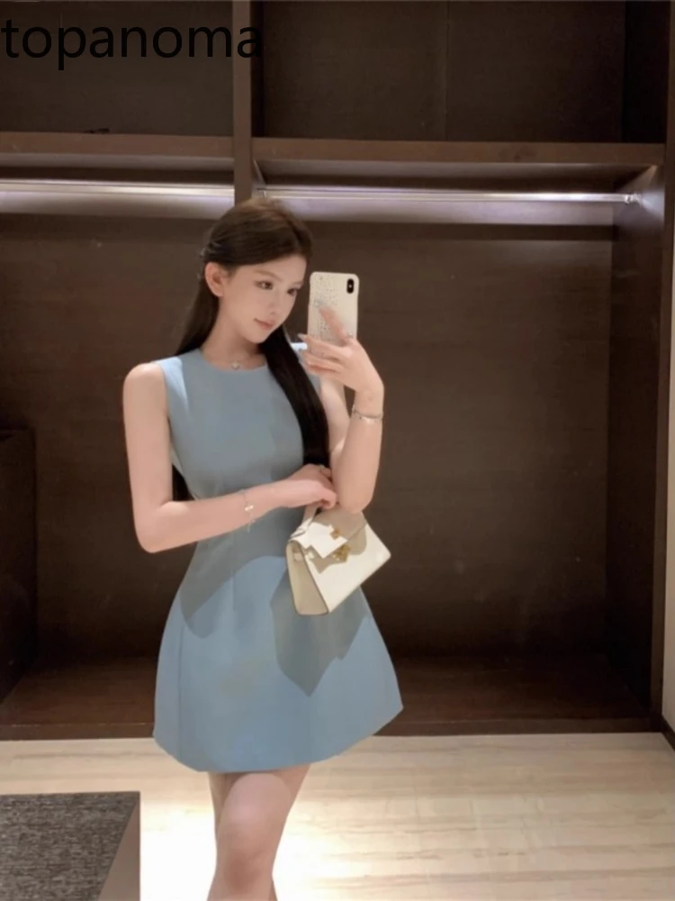 

Topanoma Коктейльные Вечерние платья для женщин без рукавов с круглым вырезом, однотонные темпераментные элегантные платья для выпускного вечера, дня рождения, свадьбы, вечеринки, сексуальные