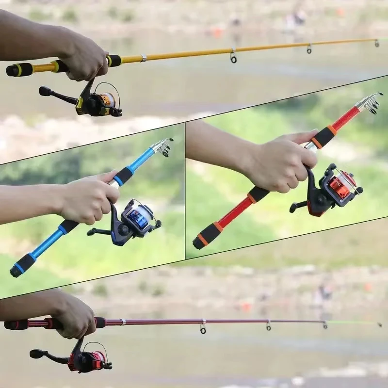 ROOBLINOS Fishing Pole Set Telescopic Fishing Rod Spinning Reel Baits Hooks Travel Pole Set fishing pole set