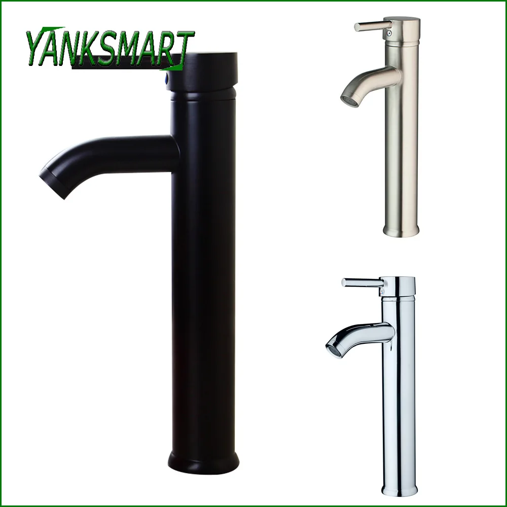 

YANKSMART Bathroom Basin Sink Faucet Single Handle Stainless Steel Washbasin Deck Mounted Faucet Mixer Water Tap With Hoses