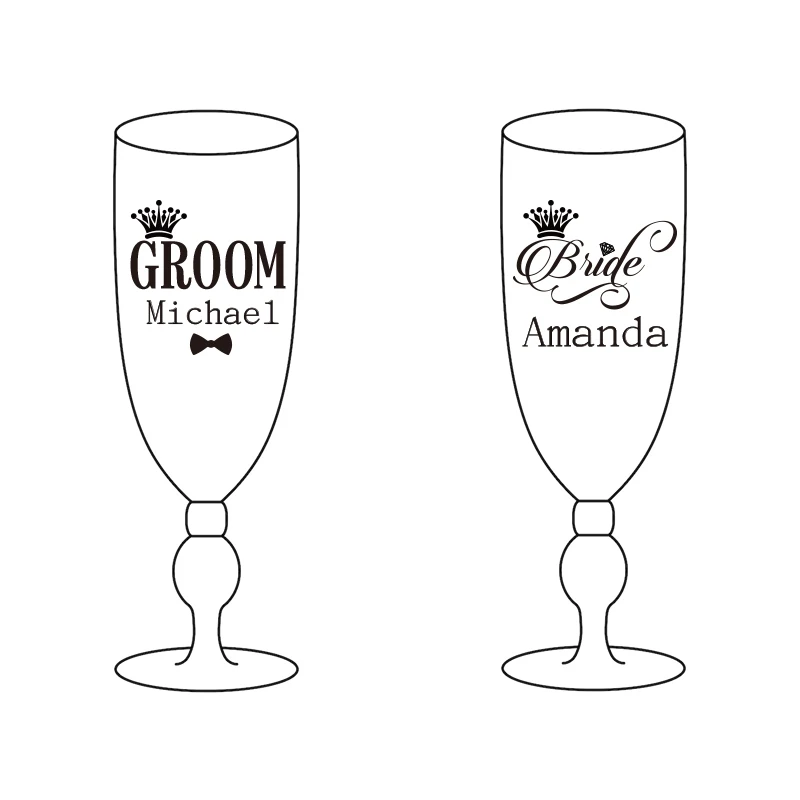 Personalisierte Hochzeit Champagnerflöte Benutzerdefinierte Lasergravur Herr und Frau Glasflöte Tasse Valentinstag dekoriert Champagnerflöte Geschenk – Detail 8