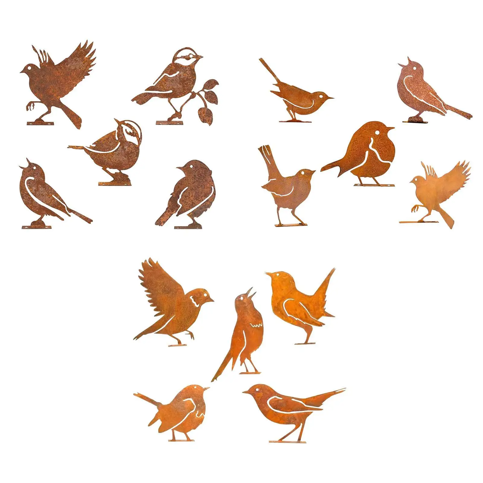 Iron Bird Decoration Bird Silhouette Ornaments Garden Gates 5 Pieces