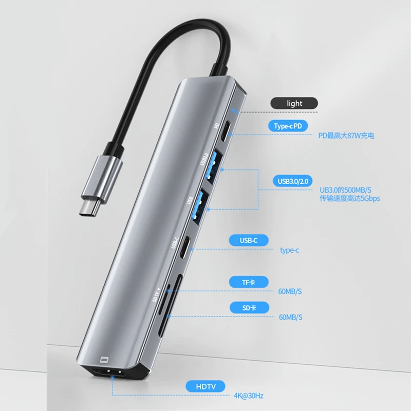 Rankman USB C Hub to 4K HDMI-Compatible SD TF Card Reader USB 3.0 Type C Docking for MacBook iPad Samsung S21 Dex TV Laptop 5