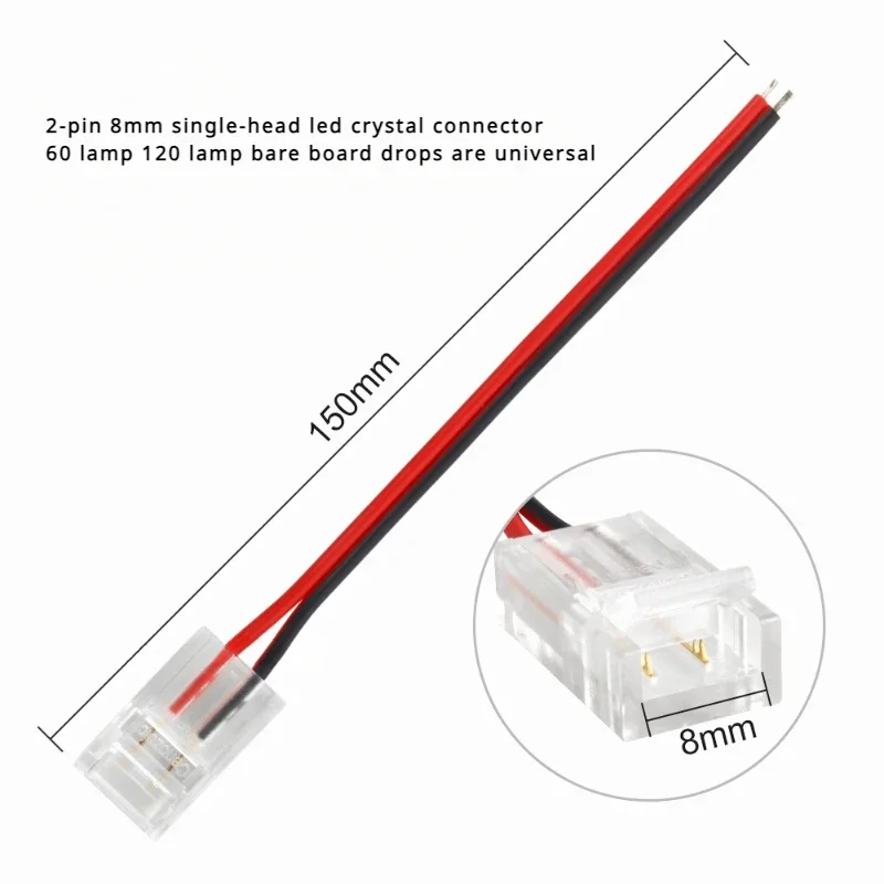 

2Pin 8mm LED Strips Lights Connector LED Strip Lamps Lights Bar Conector LED monochrome soft light with crystal buckle connector