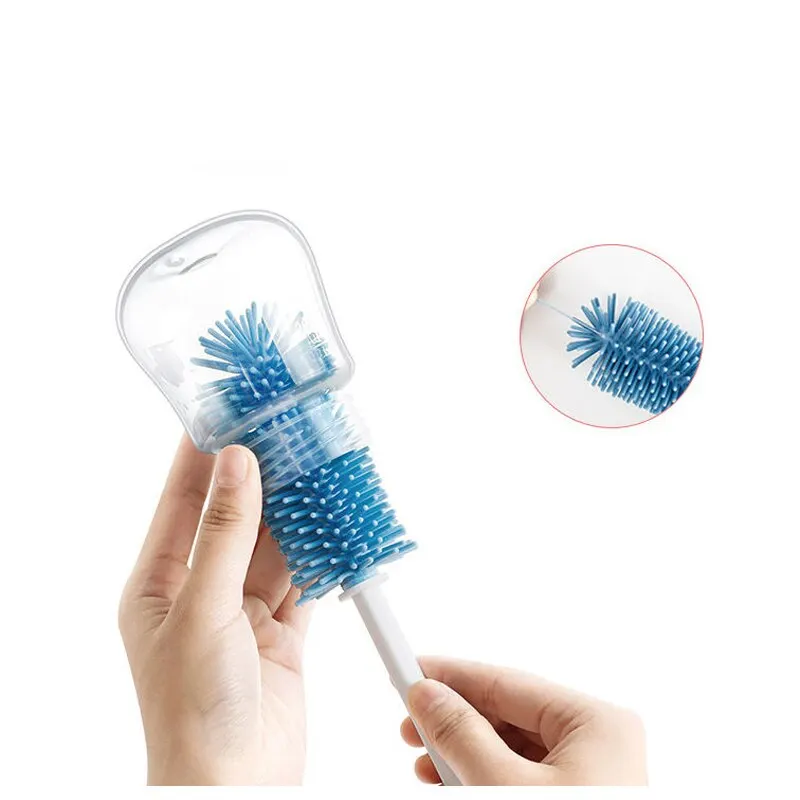3 Pcs Blue Silicone Rubber Baby Bottle Cleaning Brush Sets Bottle Brush Bottle Cleaning Brush Cleaning Brush Cleaning Brush Set