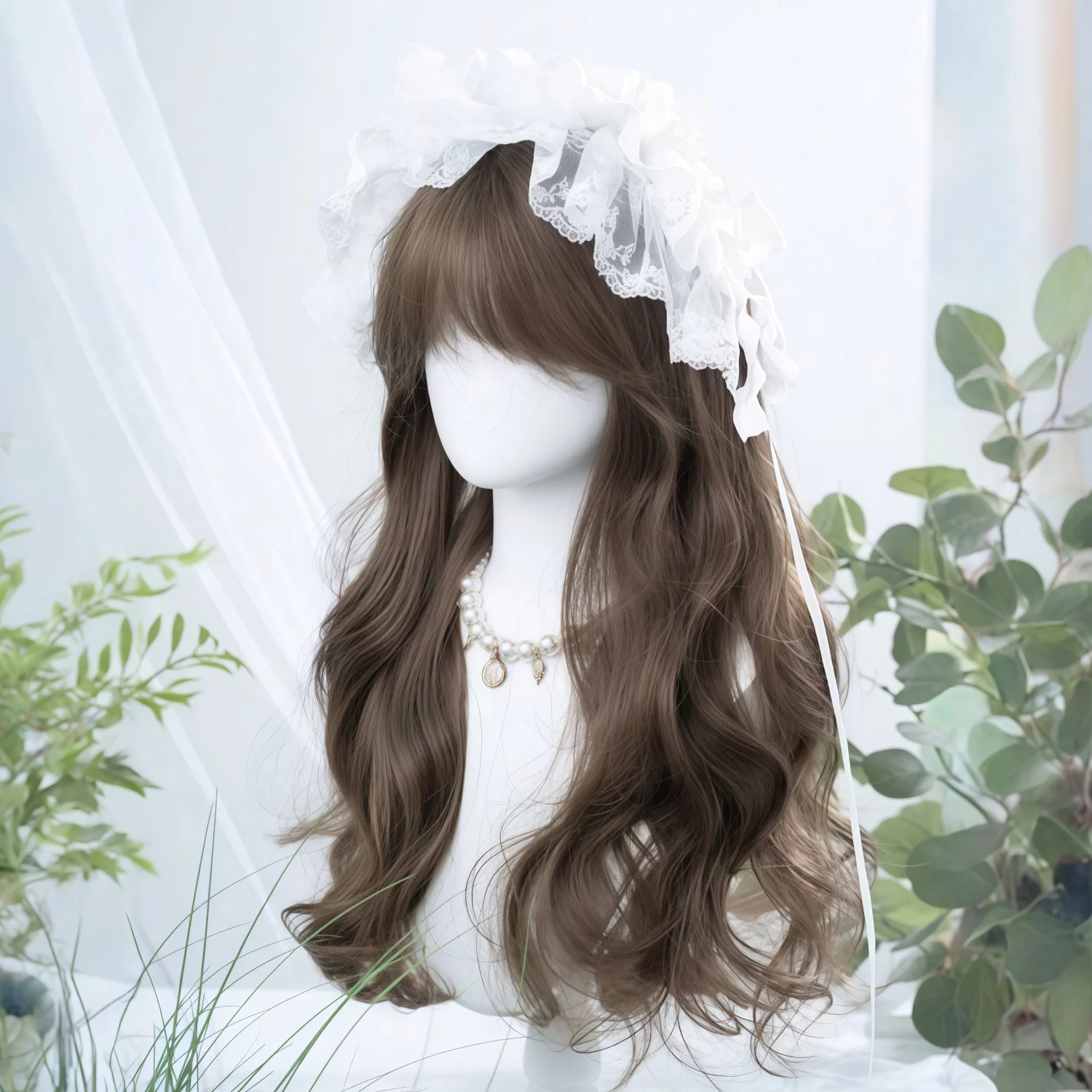 Synthetic Heat-Resistant Wig, Black-Brown Curly Hair with Bang Suitable for Daily Wear, Birthdays, Heat-Resistant Fiber - 4