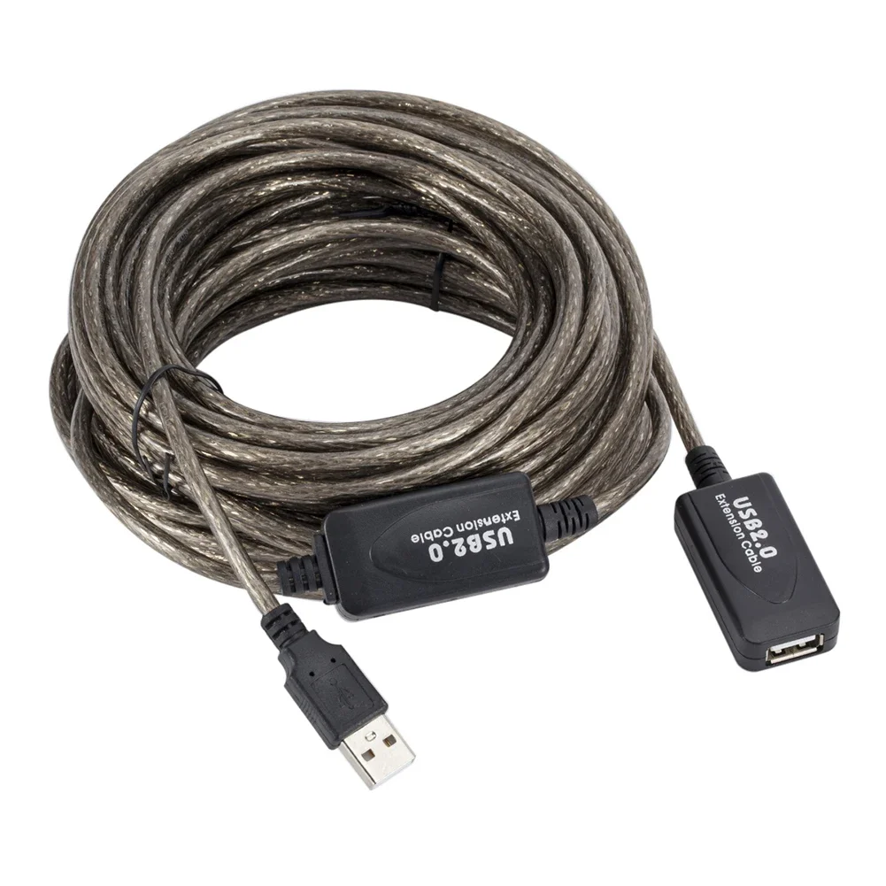 5/10/15/20m USB 2.0 Extension Cable Male to Female Active Repeater Extender Cord