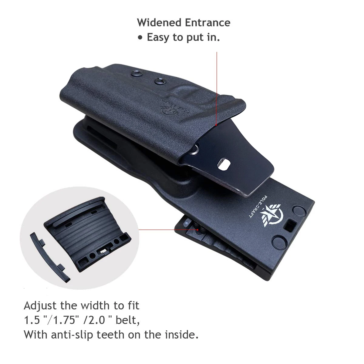1911 Holster Kydex for Colt Commander 1911 .45 / 9mm / 4.25" PT1911 Outside Waistband Carry 1.5-2 Inch Belt Clip with Leggings