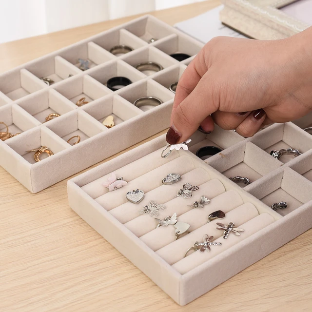 Jewelry Organizer Velvet Display Box DIY Jewelry Storage Tray Earring  Bracelets Necklace Pendant Storage Box Organizer Case - AliExpress