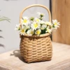 ZK20 Honey-colored hand-woven wood chip basket Teacher's Day Mother's Day Special Flower Basket Children's portable basket 3