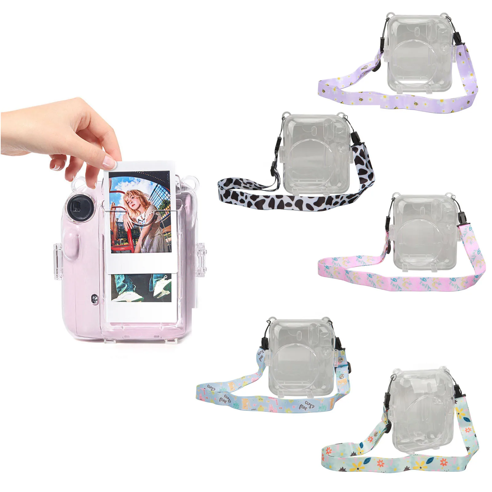Lot De 12 Coques Transparentes Pour Appareil Photo Instantané - Avec Sangle Et Autocollants, Protection Et Personnalisation