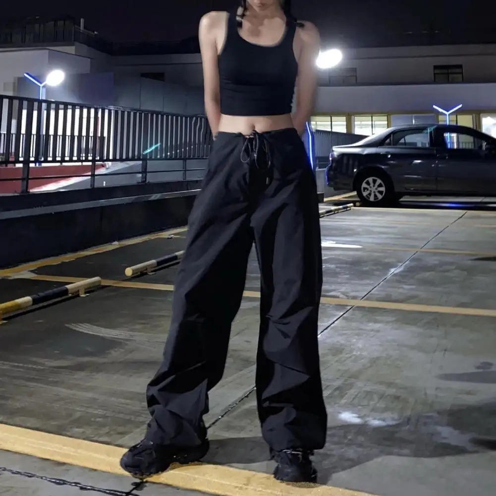 

Hip Hop Style Slacks Women Pants Stylish Women's Cargo Pants Low Waist Drawstring Elastic Waist Wide Leg for Hip Hop for A