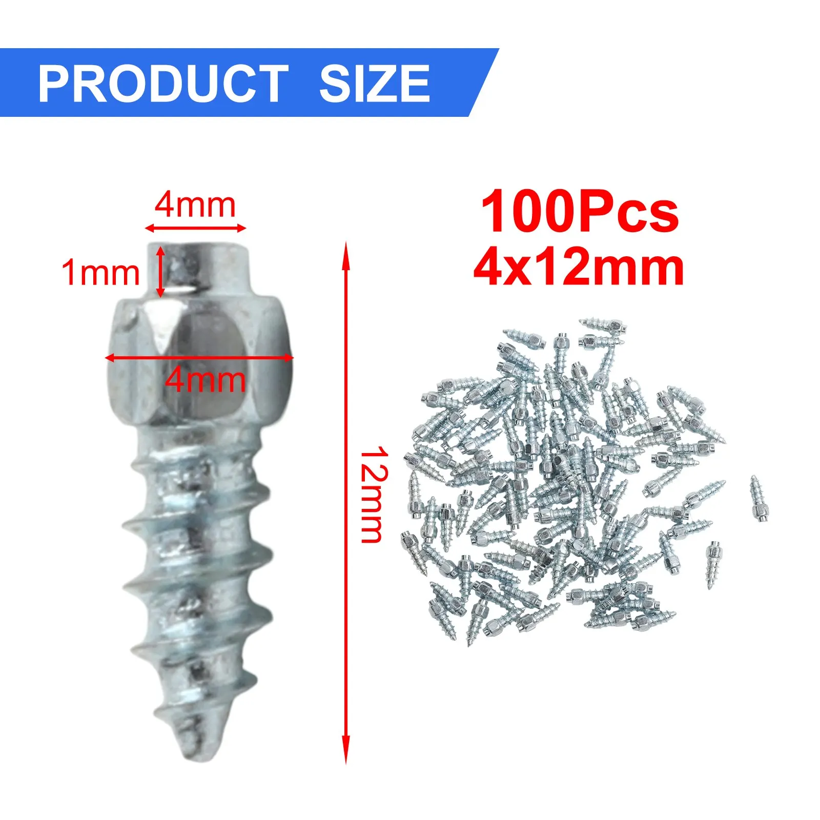 For Most Cars Screw Studs Tire Spikes Off-Roading Winter Driving 4x12 Mm Stable Characteristics High Reliability