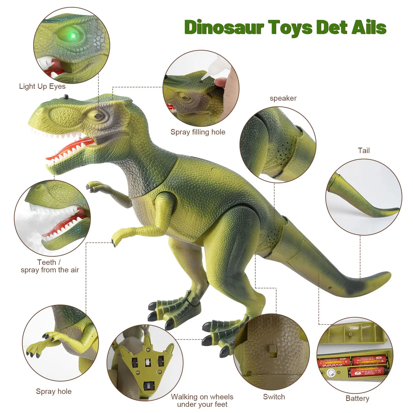 Remote Control Dinosaur Toy Spray Walking Tyrannosaurus Rex Roaring LED Light Children Dinosaur Toy Boy Girl Birthday Gift 4