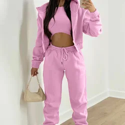 3 Piece Set Tracksuit Women Fashion Temperament Designer Long Sleeve Stand Collar Casual Sport Outfits Tracksuit Suit Set
