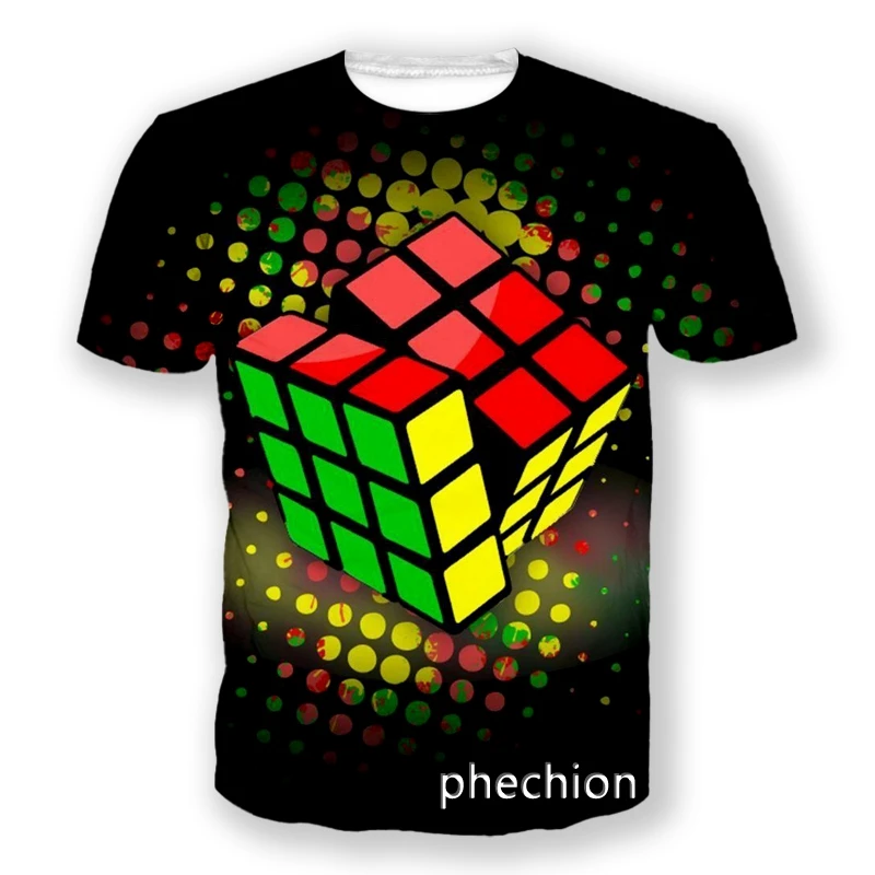

Новинка, модная футболка phechion для мужчин и женщин с 3D принтом кубика Рубика, футболка с коротким рукавом, Повседневная летняя футболка в стиле хип-хоп, топы S22