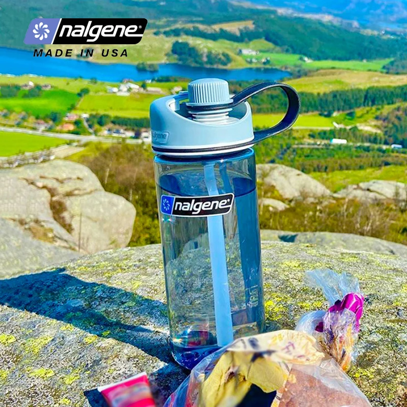 Outdoor Sports Straw Water Bottle Portable Plastic Drinking Bottle Running Travel Hiking 590ml Nalgene