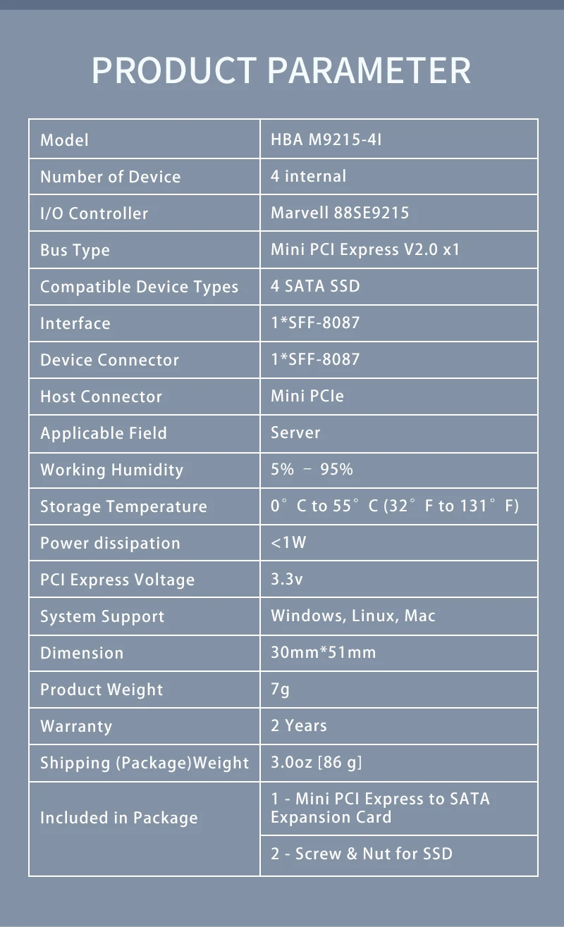 6 Gbit/s Mini-PCIe auf 4-Port-SATA3-Erweiterungskarte – Detail 4