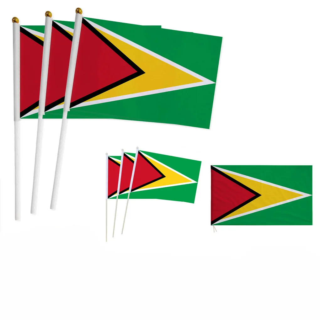 Z-One Flag 100Pcs Bandiera Della Mano Della Guyana 14*21Cm Guyanais National Small Hand Held Waving Flag Indoor Outdoor Home Decor