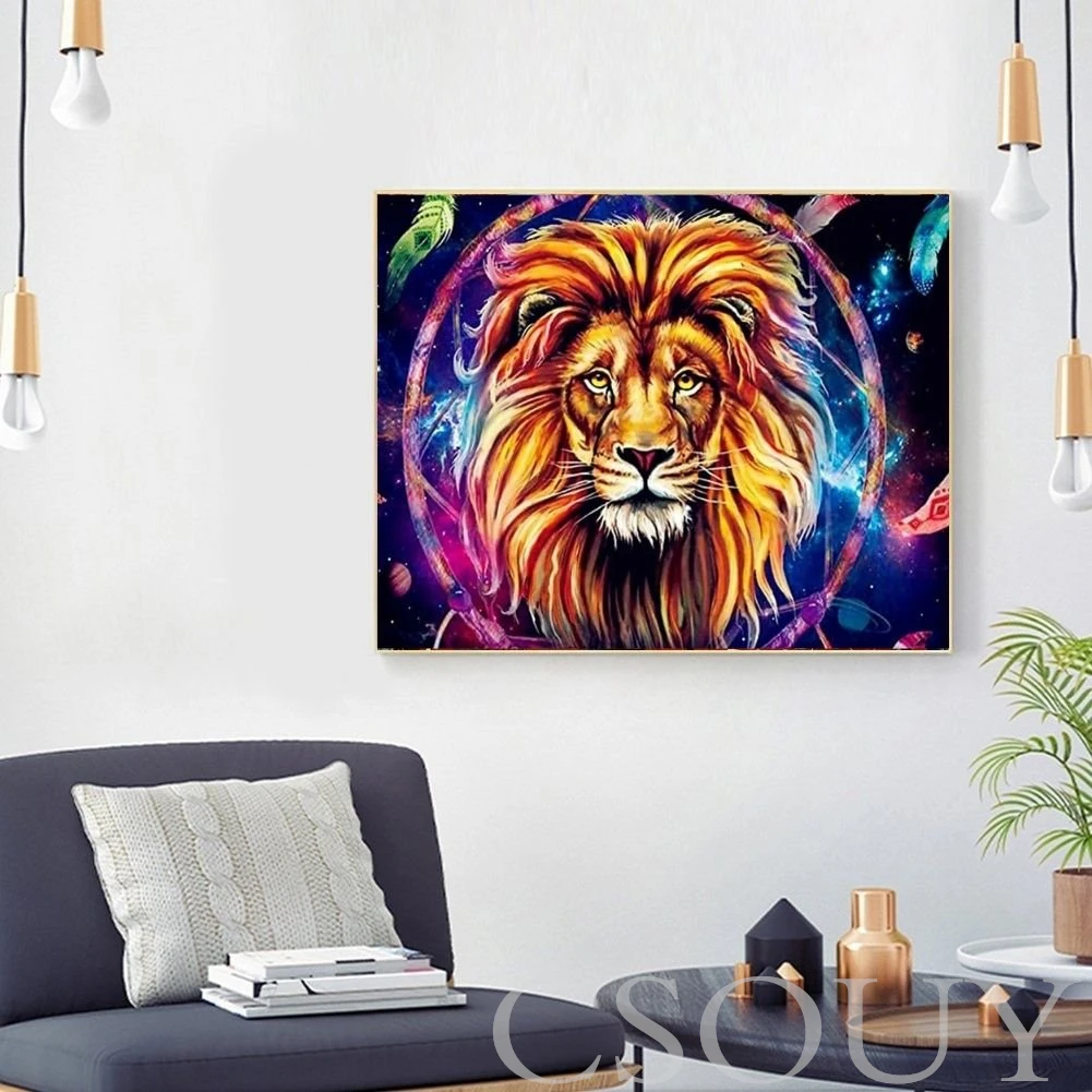 

Crystal Full Square AB Diy Diamond Painting Lion Animals Crystal Embroidery Mosaic Home Decor Needlework Rhinestones Paintings