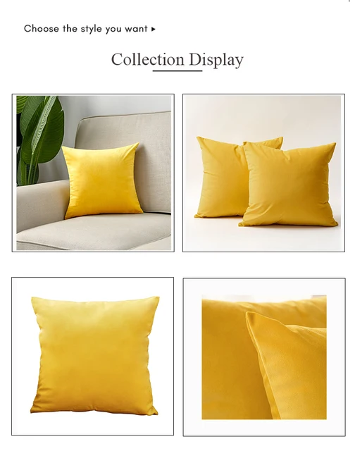 Pillow Protectors Light Yellow Pillow Cases Bright Yellow Velvet