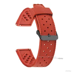 Tropic Rubber Waterproof Quick Release Watch Strap, 20mm & 22mm - Universal Replacement Band - 22mm (Red Black)