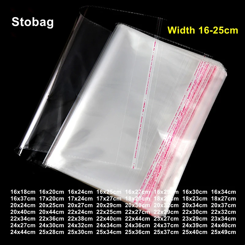 

StoBag 100pcs Cellophane Self-adhesive Bag Plastic Opp Transparent Sealed Gift Jewelry Candy Chothes Packaging Clear Pouches