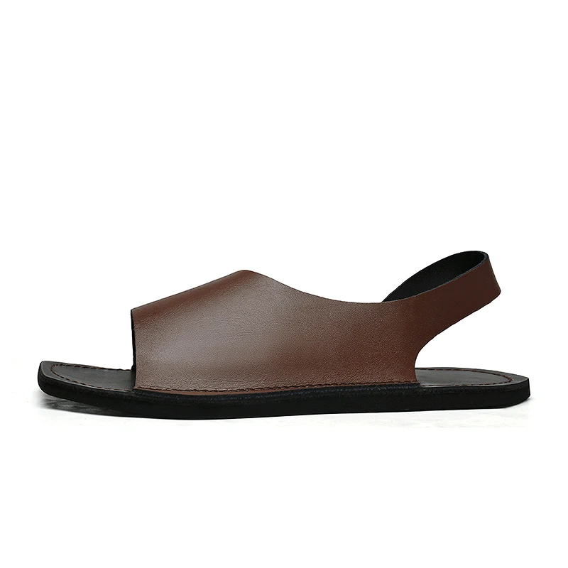 Designer Leather Sandals For Men Casual Summer Beach Slides_voghion.com