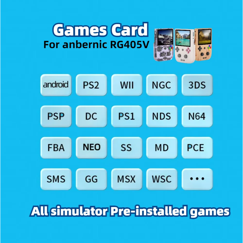 Game Card For Anbernic RG405V Handheld TF Memory All Emulator Pre-installed Games Classic Retro 1Tb 512G 256G PS2 PSP portable