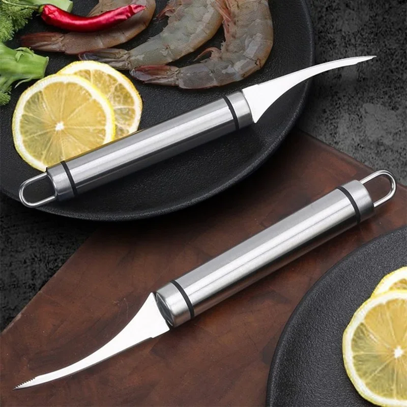Stainless Steel Shrimp Line Knife Lobster Fish Cleaning Intestines Cutting Open Back Practical Seafood Tool