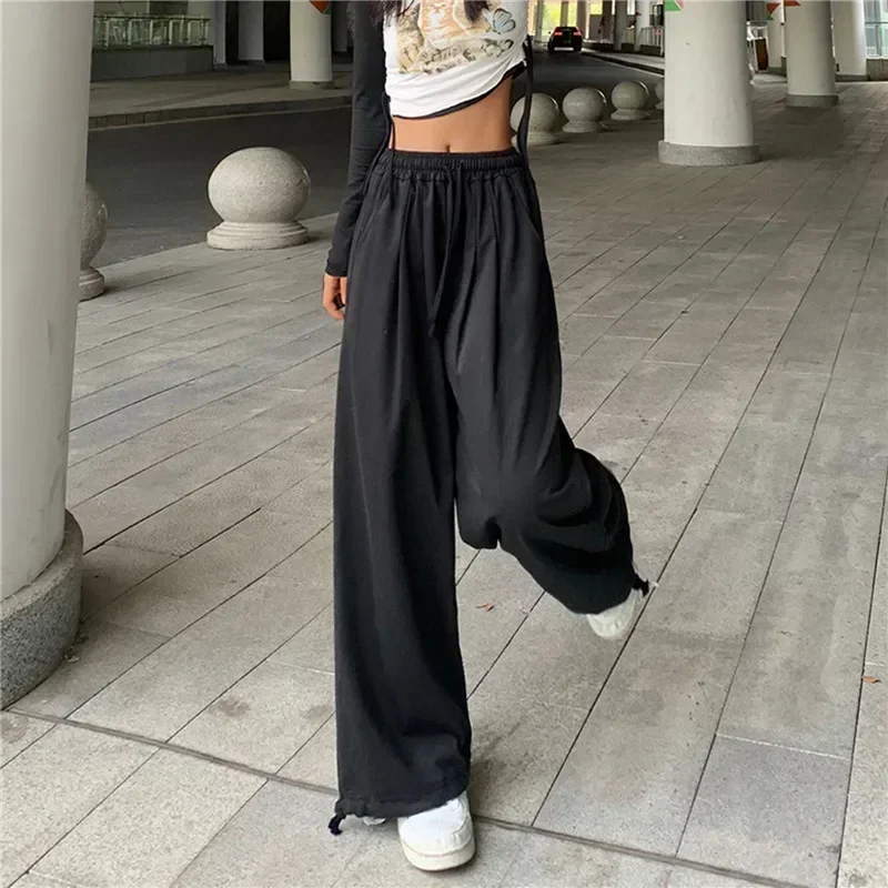 

Summer Loose Sports Trousers Pants Leg Female Waisted Casual High Thin Women Wide Y2k Fashion Sweatpants Elastic