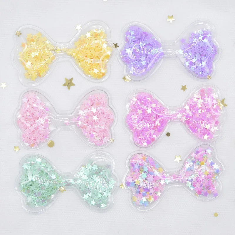 12Pcs 62*36mm 나비 넥타이 DIY 공예 모자 패치에 대 한 투명 플라스틱 작성 스팽글 Appliques 모자를 쓰고 있죠 헤어 클립 장식