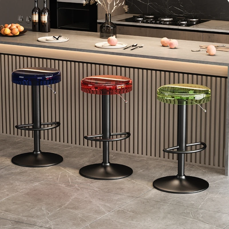 

Acrylic Bar stool Home bar chair lift Swivel Dining chair Light luxury kitchen high stools Cafe counter stool modern furniture