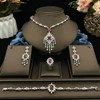Flora Arabian Platinum Plated Wedding Jewelry Set with Artificial Zircon Necklace Earrings Bracelet Ring Bride Accessory
