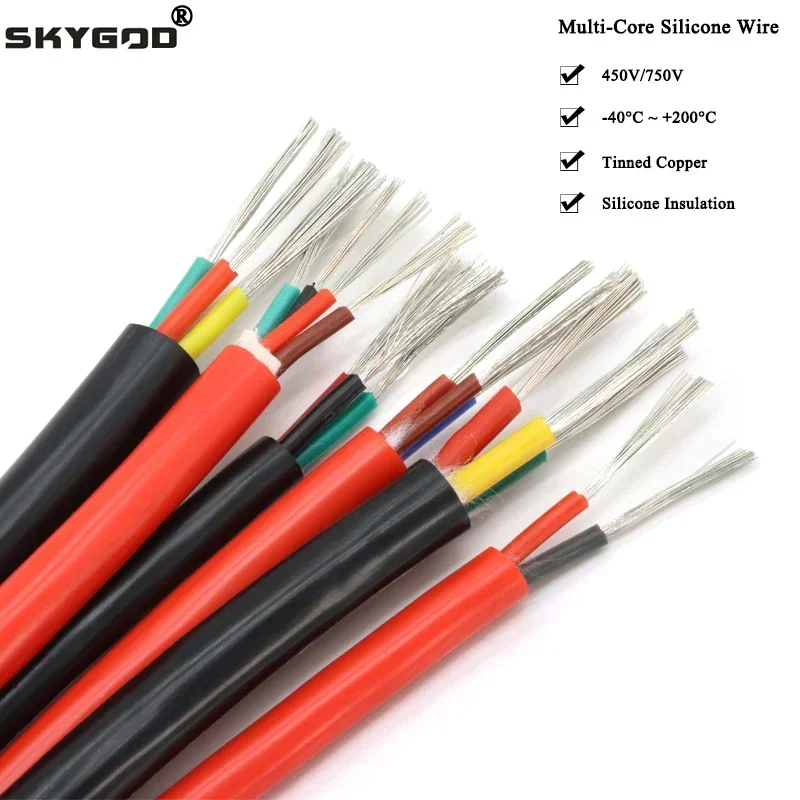 1MFlexibleSiliconeRubberCableSq0.30.50.75TinnedCopper11.522.546mm2346CoresSoftHighTemperatureWire-AliExpress