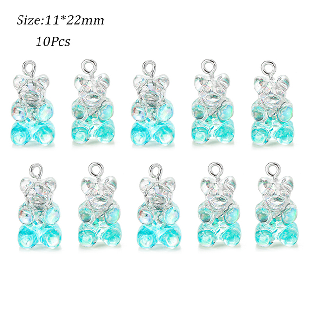 Colorful Gummy Bear Pendant Charms for Necklace Bracelet Diy Earrings Jewelry Bears Valentine's Day Gift 2.1*1.1cm