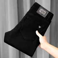 Men's Jeans Pure Black High-End Affordable Luxury Simple All-Match Stretch Breathable Office Business Classic Casual Trousers 1