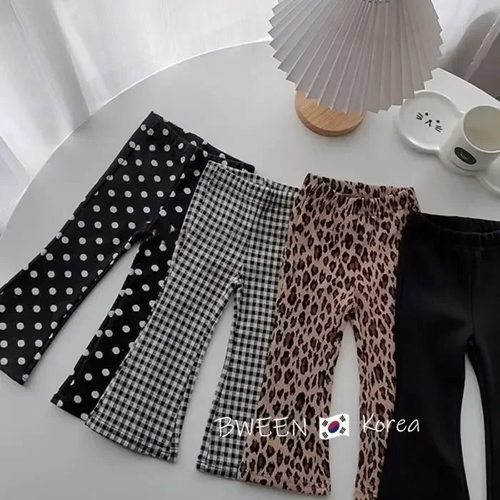 Girls pants kids pants girls trousers Clothing for Girls Pants Long Print Fashion Vintage Pretty Bell Bottoms Casual Lattice Leopard Print Loose