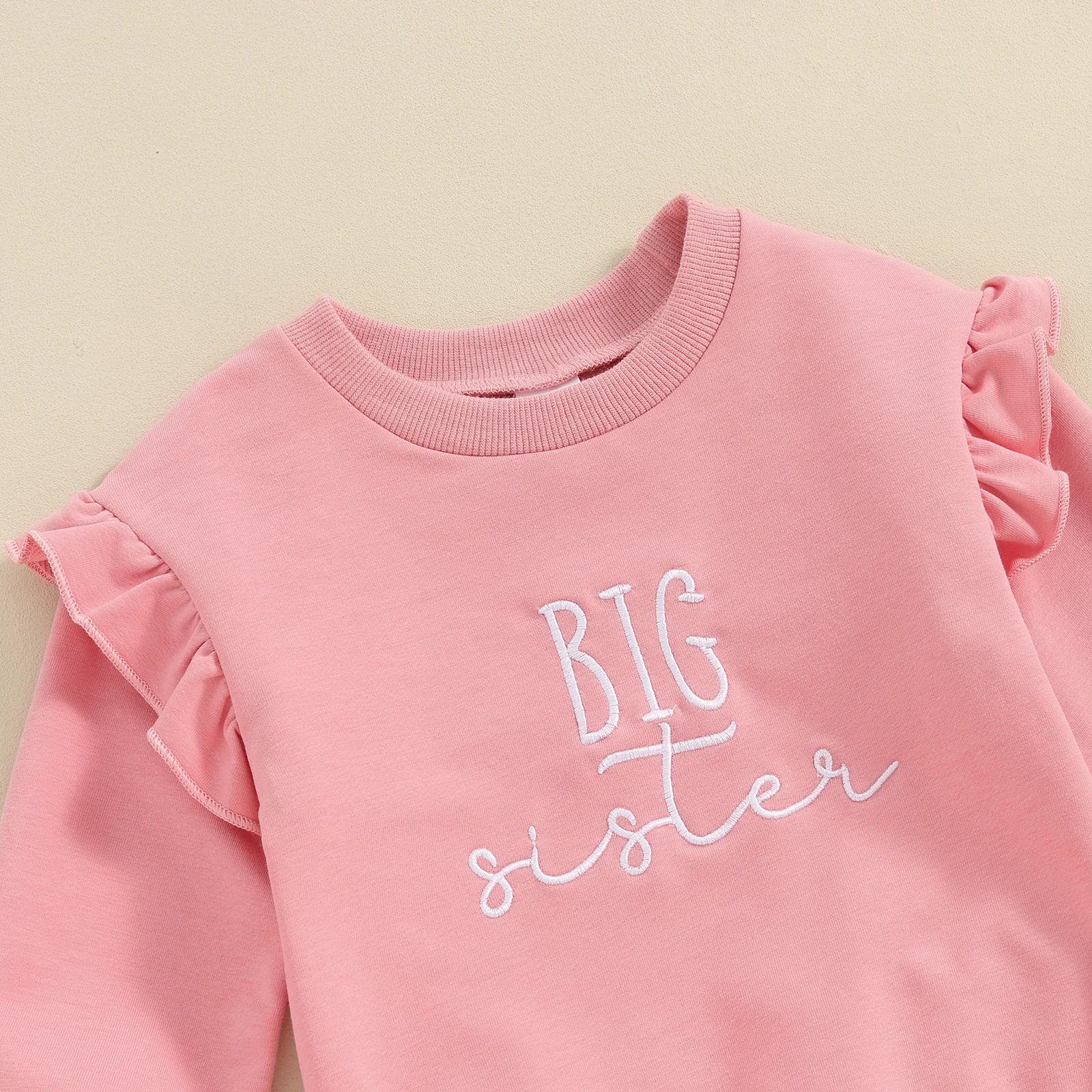 Toddler Girls Sister Matching Outfits Letter Embroidered Crew Neck Long Sleeve Sweatshirts Long Pants 2Pcs Fall Clothes Set 5