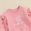 Toddler Girls Sister Matching Outfits Letter Embroidered Crew Neck Long Sleeve Sweatshirts Long Pants 2Pcs Fall Clothes Set 5
