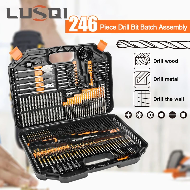 

Набор сверл LUSQI, 246 шт., набор сверл для дерева, металла, цемента