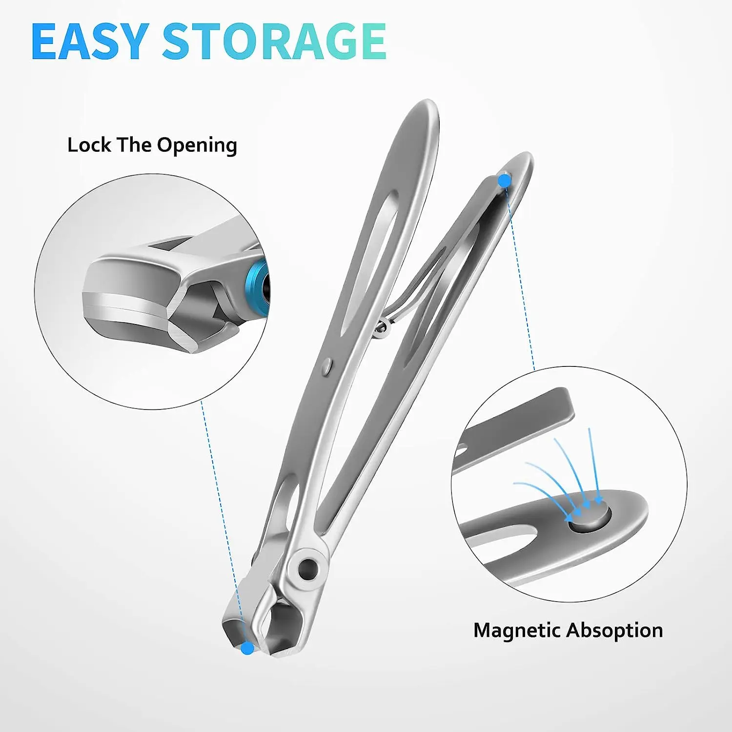 2 IN1 Nail Clippers Stainless Steel Heavy Duty Large Toenail Clippers Ultra Sharp Finger Nail Cutter for Seniors