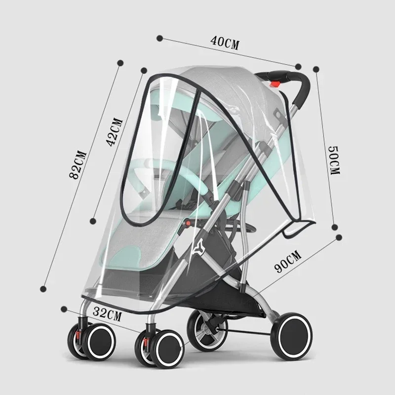 Universal Waterproof Pram Rain Cover stroller rain cover Baby Stroller Accessories Transparent Wind Dust Shield Zipper Open For Pushchairs Raincoat
