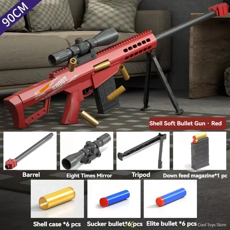 Children Toy Guns Barrett Machine Gun Soft Bullet Shell Ejecting Airsoft Weapons Toy Rifle Sniper Shooting Model for Adults Boys 2