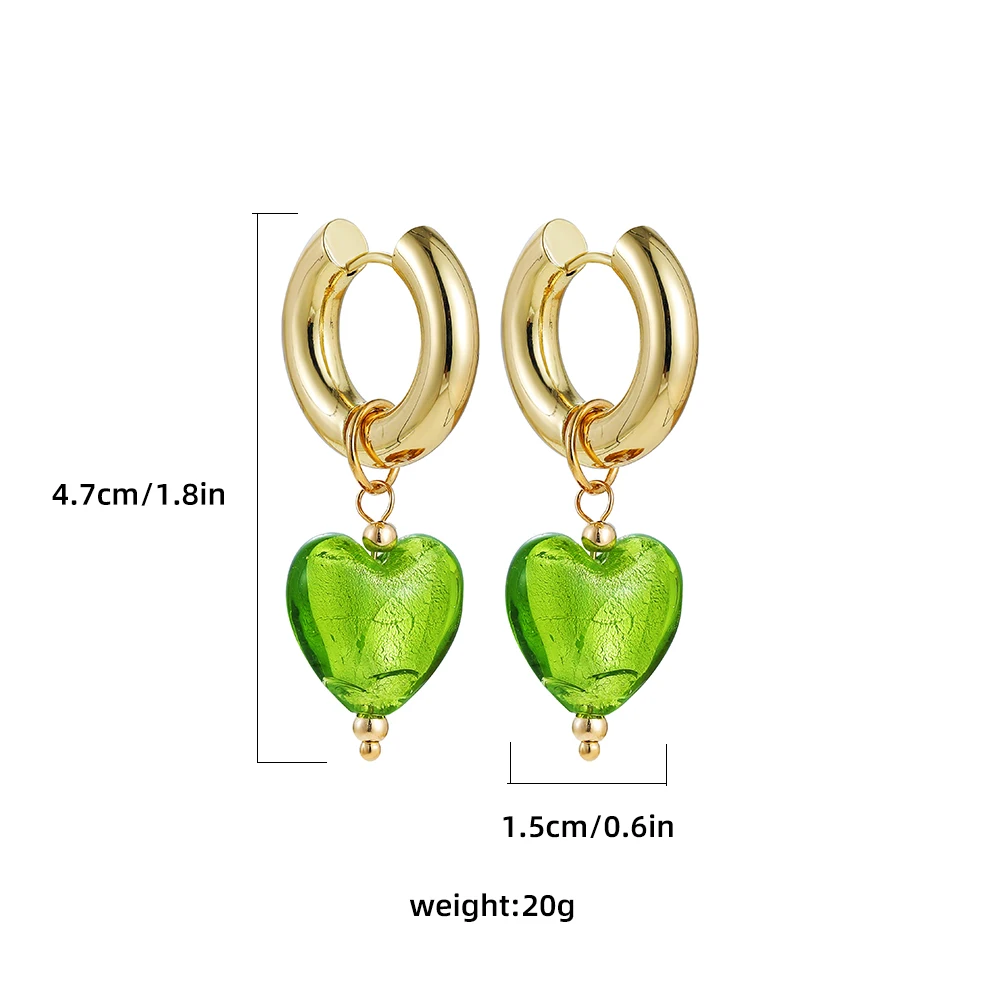 Trendy Gold Color Stainless Steel Hoops Earring for Women Transparent Heart Pendant Huggie Earrings Wedding Jewelry