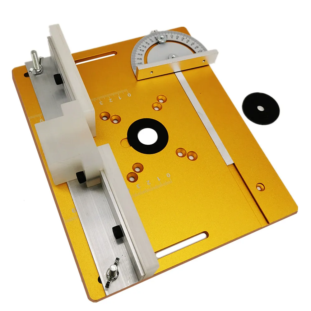 Router Table Insert Plate Aluminum With Miter Gauge For Woodworking Benches Table Saw Multifunctional Trimmer Engraving Machine