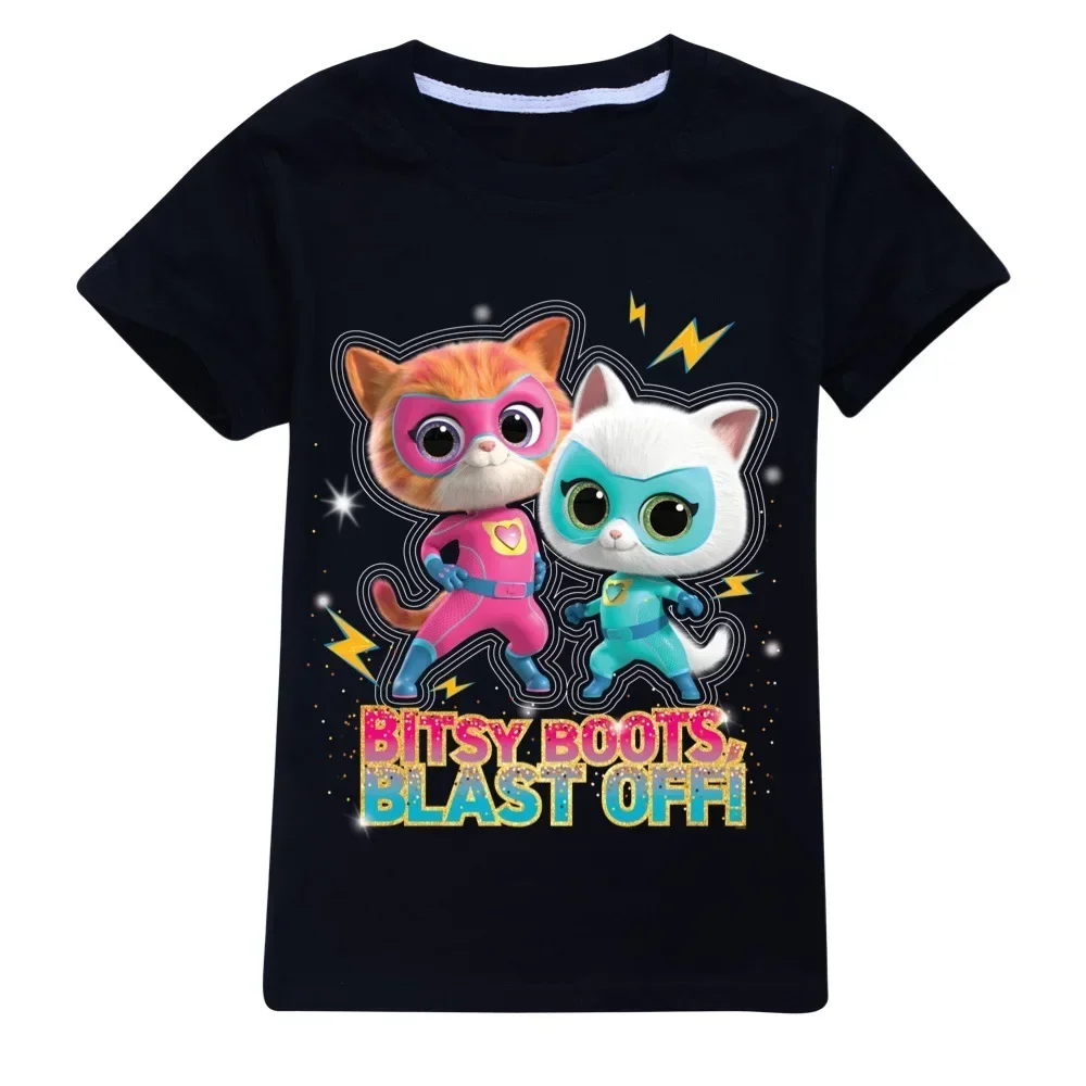 New Game Super Kitties Kids Clothes Summer Baby Boys Cotton T shirt Toddler Girls Short Sleeve Tops 2~14Y 4