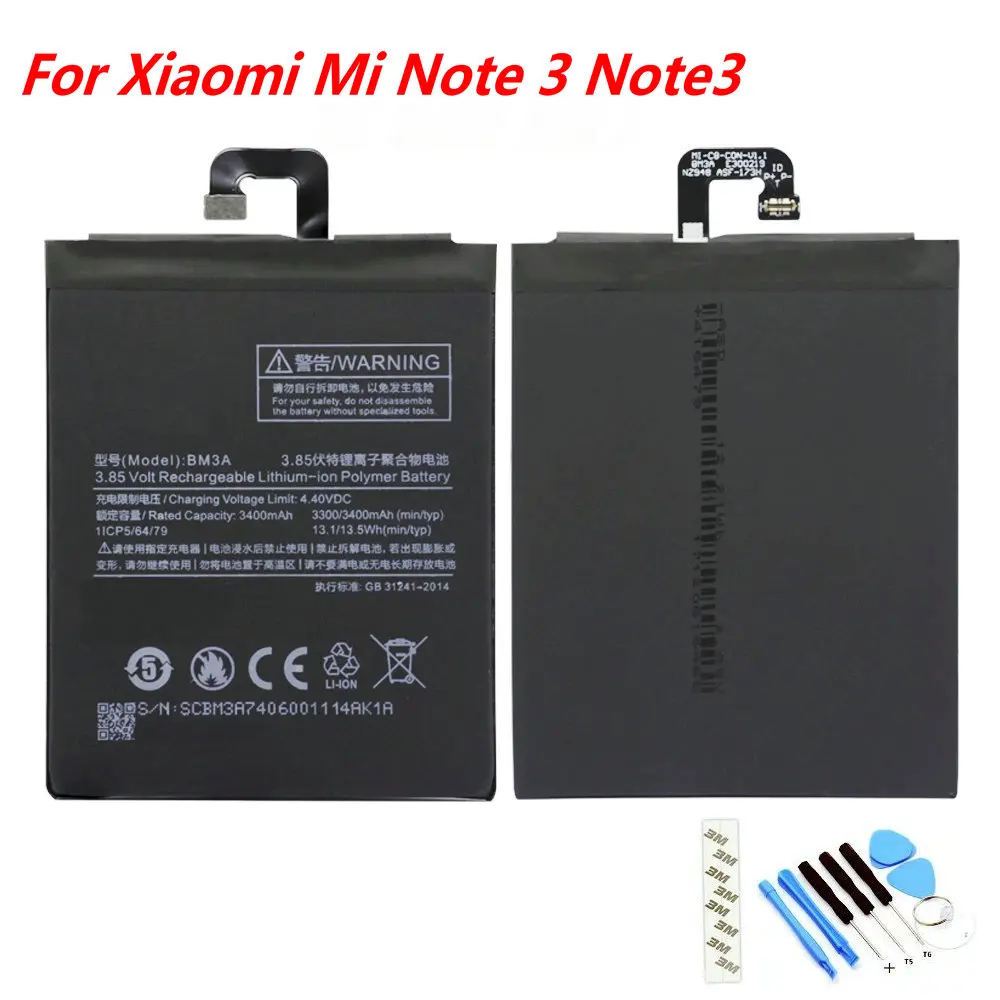 

Original BM3A 3400mAh Battery For Xiaomi Note 3 Mi Note3 Mobile Phone